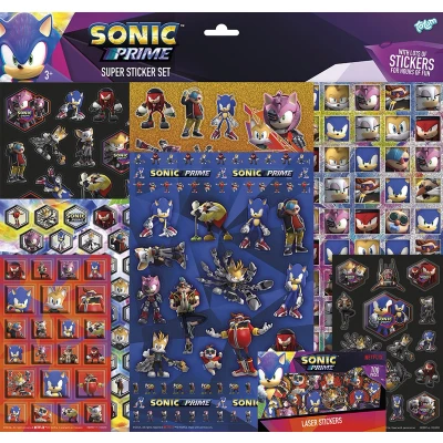 Afbeelding van Sonic Prime stickers Totum XL super sticker set 7 stickervellen incl. luxe metallic en laser 38 x 36 cm