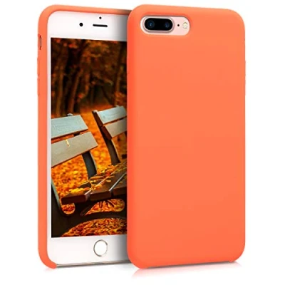 Afbeelding van kwmobile telefoonhoesje geschikt voor Apple iPhone 7 Plus / 8 Hoesje met siliconen coating Smartphone case in oranje