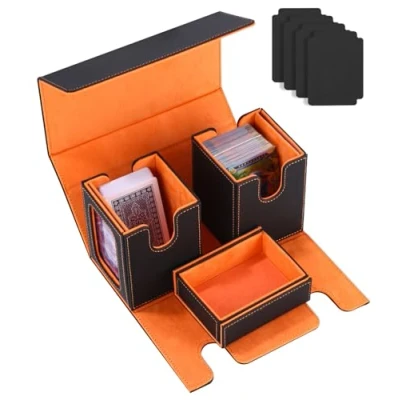 Afbeelding van Azyvum Commander Deck Box, kaartspeelbox met kijkvenster, 2 afneembare MTG deckboxen, krachtige magneetbox dobbelvak voor meer dan 200 kaarten