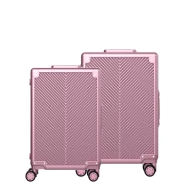 Afbeelding van Licenty Kofferset Roze Reiskoffer 2 delig Grote Koffer Handbagage Aluminium met wielen TSA Kofferslot
