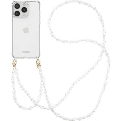 Afbeelding van imoshion Hoesje Geschikt voor iPhone 15 Pro Max met koord Backcover + armband Parels hartjes transparant