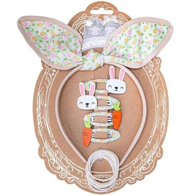 Afbeelding van Papierdrachen Paashaaraccessoires set, 12 stuks, haarband, haarspelden, haarelastiekjes voor lang en fijn haar