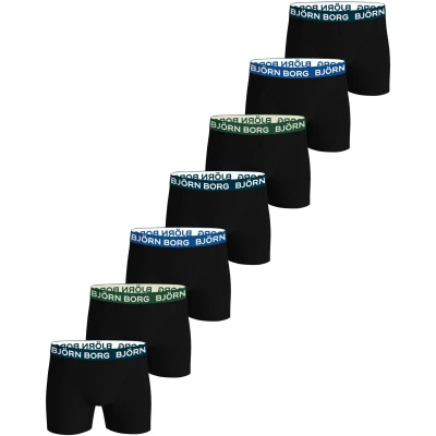 Afbeelding van Björn Borg Cotton Stretch Boxershort Zwart/Groen/Blauw 7 stuks Heren onderbroeken Boxer Maat S