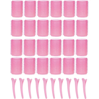 Afbeelding van Haarkrulspelden 24 stuks Incl. 40 haarklemmen Krulspelden Heatless Curls Kleefrollers Haarrollers rollers Hair curler Krullen zonder hitte Haar krullers groot zelfklevend