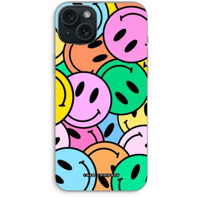 Afbeelding van Case Company® hoesje geschikt voor iPhone 15 Plus Smiley N1 Soft Cover Telefoonhoesje Bescherming aan alle Kanten en Schermrand