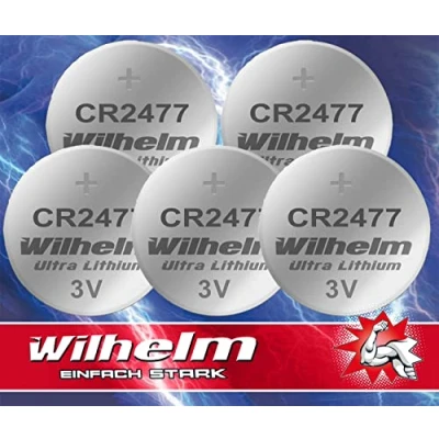 Afbeelding van Wilhelm 5 stuks CR2477 CR 2477 3 V 1070 mAh lithium knoopcellen Ø 24 x 7,7 mm DL2477