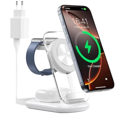 Afbeelding van Mag Safe 3 in 1 opvouwbaar draadloos laadstation voor Apple Watch en iPhone 15, 14, 13, iPad Ultra 2/1, AirPods