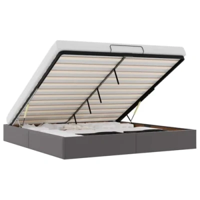 Afbeelding van vidaXL Bedframe zonder matras 180x200 cm kunstleer grijs
