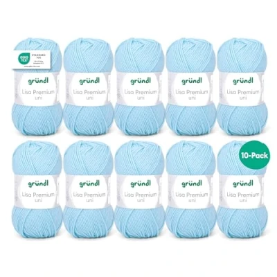 Image de Gründl fil à tricoter et crocheter Lisa Premium Uni (doux semblable la laine, lavable facile d’entretien 100% polyacrylique, 50 g / 133 m), Céleste