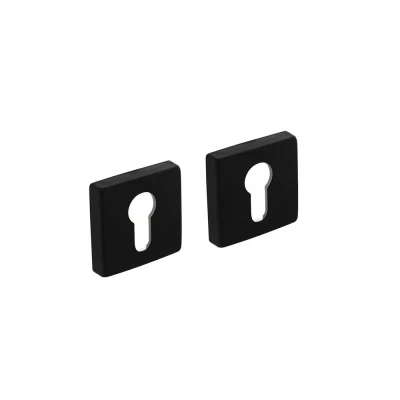 Afbeelding van Intersteel Profielcilinderplaat Zwart kunststof verdekt met nokken 50x50x10 mm