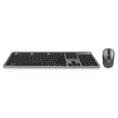 Afbeelding van ACT AC5710 Draadloos Toetsenbord + Muis Set USB C/USB A ontvanger Qwerty/US layout Multimedia Low Profile Stille Toets Zwart/Grijs