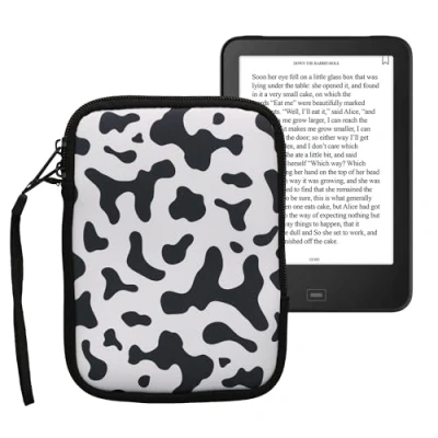 Afbeelding van kwmobile Universele Cover voor eReader Neopreen hoesje Koeien Patroon design zwart / wit 17 x 12 2 cm