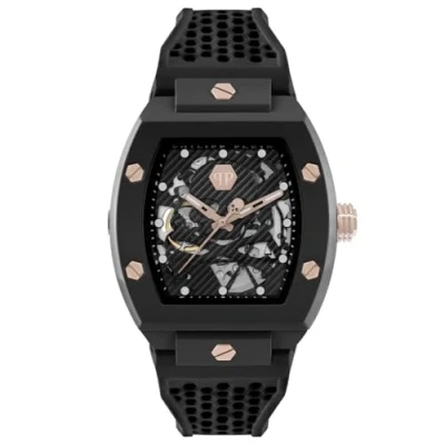 Afbeelding van Philipp Plein The Skeleton Ecoceramic PWVBA0523 Horloge Siliconen Zwart Ø 44 mm