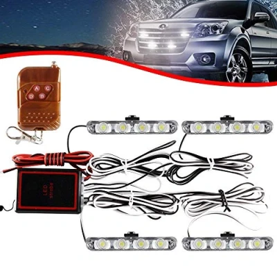 Afbeelding van KaiDengZhe 4 x leds, in 1, stroboscoop, waarschuwing, DC 12 V, noodlicht, knipperlicht, draadloos, groot licht, extern licht voor vrachtwagen, aanhanger, caravan, wit