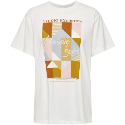 Afbeelding van ONLY Tshirt Fibi Fleur Wit dessin XS