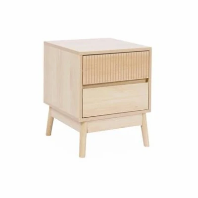 Afbeelding van sweeek Nachtkastje, walnoothout decor, linear, l 40 x b 39 h 48cm
