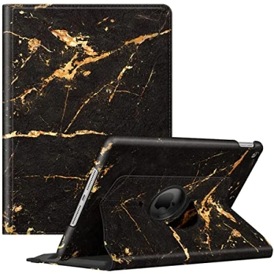 Afbeelding van FINTIE beschermhoes compatibel met iPad 10,2 inch 9e / 8e 7e generatie (2021/2020/2019), 360 graden draaibare stylus opbergfunctie, obsidiaan marmer