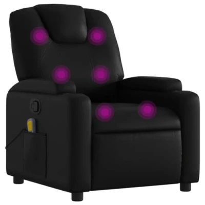 Image de vidaXL Fauteuil de massage inclinable Noir Similicuir372396