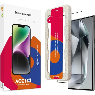 Afbeelding van Accezz screenprotector Geschikt voor Samsung Galaxy S24 Ultra Gehard glas Full Cover met bio applicator