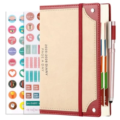 Afbeelding van Mljtoyo Schoolagenda 2025 2026 met pen, stickers, gekleurde maandtabbladen, DIN A5, juni 25 26 juni, ideaal voor drukke tijden