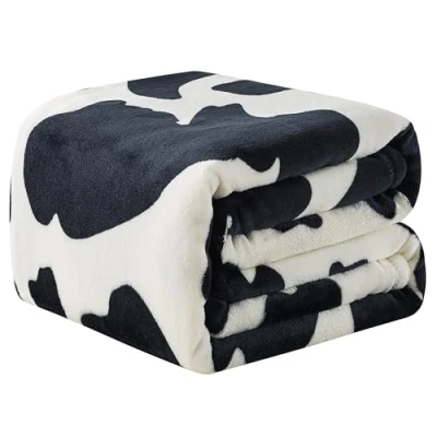 Afbeelding van Flanellen Fleece Koe Print Deken Premium Lichtgewicht Anti Statische Super Zachte Gezellige Pluche Dekens, Microfiber Winter Warm Gooi 230x270 cm (Zwarte Koe)