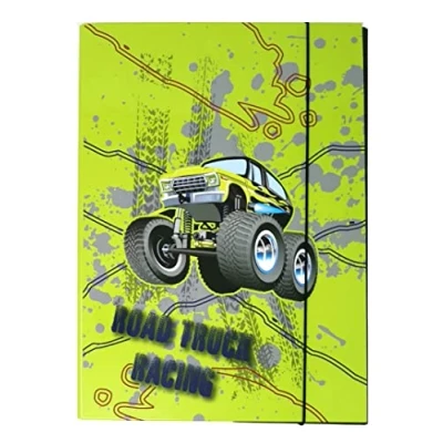 Afbeelding van Theonoi A4 map voor offroad vrachtwagen, DIN A4, karton met elastiek, organizer kinderen school of thuis