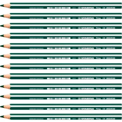 Afbeelding van STABILO Trio thick kleurpotloden, driehoekig, donkergroen, 12 stuks