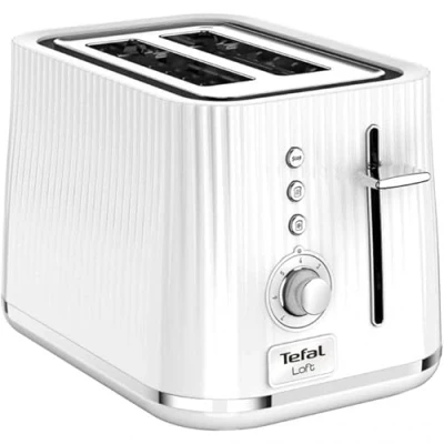 Afbeelding van Tefal Loft TT7611 broodrooster 2 snede(n) Chroom, Wit