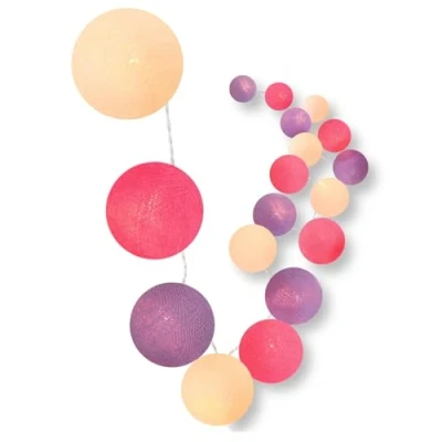Afbeelding van CREATIVECOTTON, led lichtketting met katoenen bal, timer en dimmer (Breeze, 20 ballen)