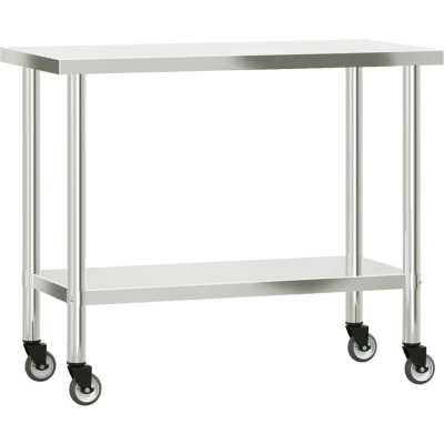 Afbeelding van vidaXL Keukenwerktafel met wielen 110x55x85 cm roestvrij staal