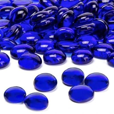 Afbeelding van ARSUK Blauwe glazen decoratieve stenen 0,955 kg platte voor feesttafels, vaas en aquarium bruiloft