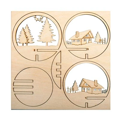 Afbeelding van Rayher 63060505 houten delen om in te steken, Cabana, 5 stuks, diameter 7,5 cm, FSCMixCred Natuur
