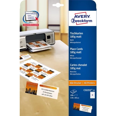 Afbeelding van Avery Bedrukbare Naamkaarten, Doos Van 100 Stuks (ft 110 X 40 Mm) Naamkaarten