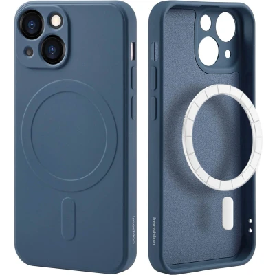 Afbeelding van iMoshion Hoesje Geschikt voor iPhone 13 Mini Siliconen Color Backcover MagSafe Donkerblauw