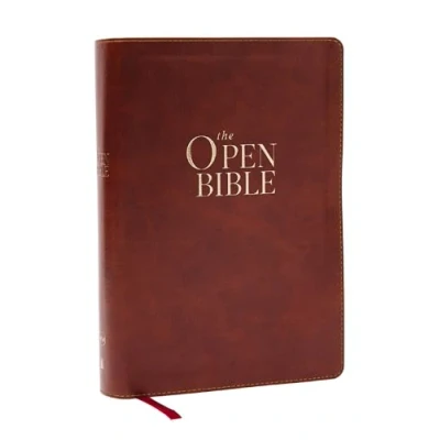 Afbeelding van the Open Bible: Read and Discover Bible for Yourself (NKJV Brown Leathersoft, Red Letter, Comfort Print)