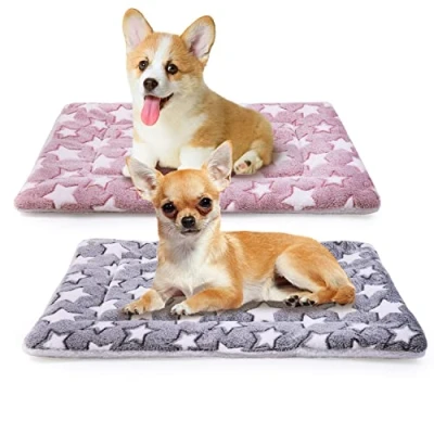 Afbeelding van MICOOYO Set van 2 kooimatrassen voor honden en katten, fleece, wasbaar, kleine honden, katten puppy&#039;s (ster, 68,6 x 50,8 cm)