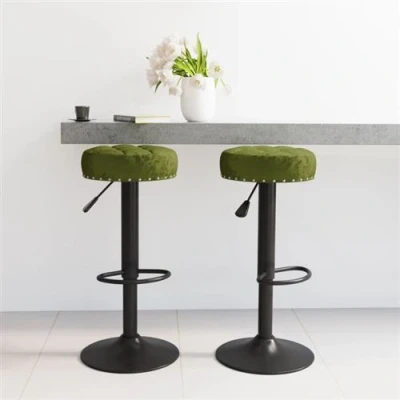 Image de vidaXL Tabourets de bar lot 2 vert clair velours332997