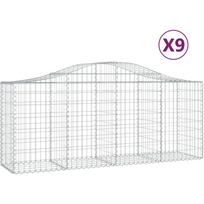 Afbeelding van VidaXL Schanskorven 9 st gewelfd 200x50x80/100 cm gegalvaniseerd ijzer
