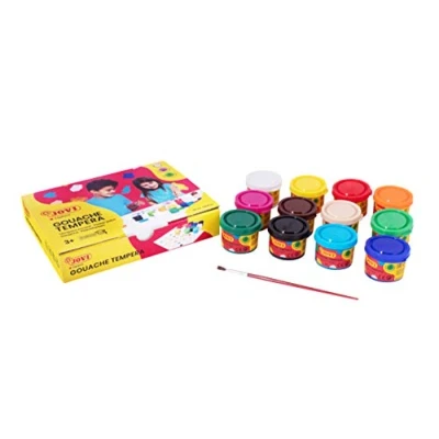 Afbeelding van Jovi 152818 Doos met 12 potjes tempera voor school, 35 ml, vloeibare gel in heldere kleuren, 1 stuk, meerkleurig