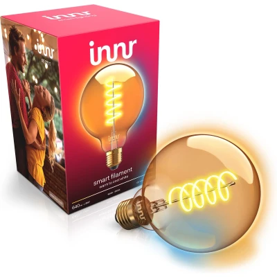 Afbeelding van Innr Smart Lamp E27 Vintage Filament Globe LED werkt met Philips Hue*, Homey en Home Assistant Slimme Verlichting Warmwit tot Koelwit Licht 1800 6500K Zigbee Dimbaar
