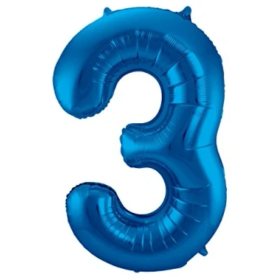Afbeelding van Folat Folieballon Cijfer 3 Blauw 86 cm