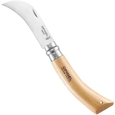Image de OPINEL N08 Serpette Greffoir Couteau Jardin Pliante Lame Courbe en Acier Inoxydable Inox 8 cm et Manche Bois de Hêtre