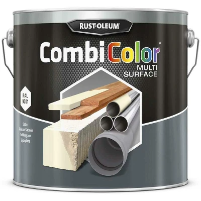 Afbeelding van Rust Oleum CombiColor Multi Surface Zijdeglans Cremewit RAL 9001 2,5L Grondlaag en Deklaag Binnen &amp; Buiten
