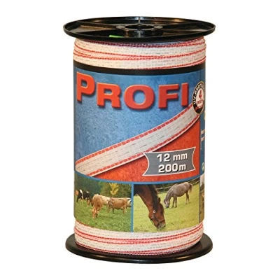 Afbeelding van Profi afrasteringsband 12mm, 4x0,30 TriC, 200m, wit/rood