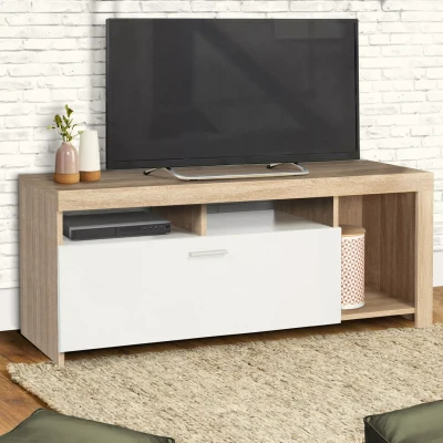 Image de Meuble TV MALO bois et placard blanc 110 cm