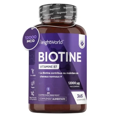 Afbeelding van WeightWorld Biotine haar tabletten 12.000 mcg voor sterk en glanzend 365 vegan 1 jaar voorraad