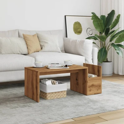 Afbeelding van vidaXL Salontafel 90x45x35 cm bewerkt hout artisan eikenkleurig