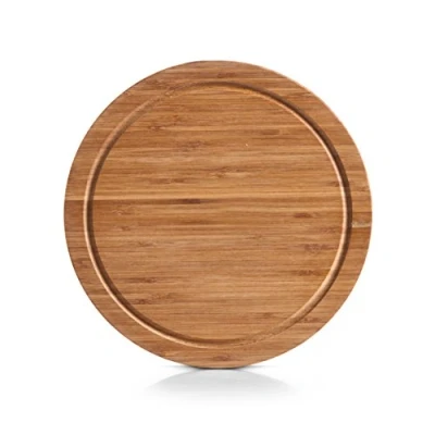Afbeelding van Zeller snijplank met sap groef hout rond 25 cm serveerplank