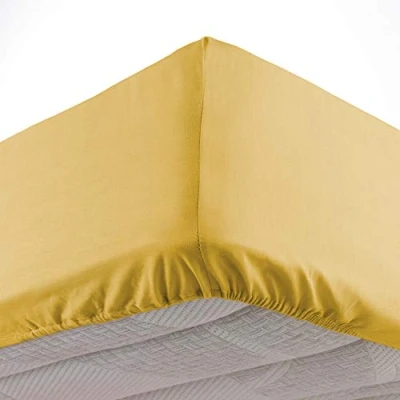 Afbeelding van Douceur d&#039;Intérieur Hoeslaken voor tweepersoonsbed, 140 x 190 cm, microvezel, effen, Oscar honing, 100% polyester