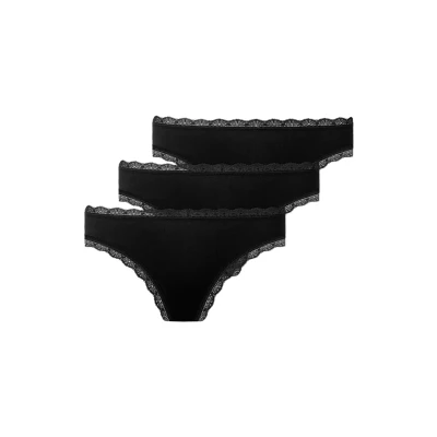 Afbeelding van Snocks 3 PACK MIT Spitze String, Dames, Maat: XL, Schwarz